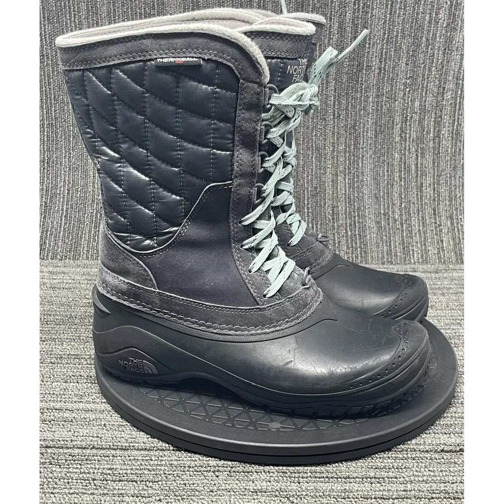 The North Face Thermoball Utility Boots Women 7 Gray Waterproof Snow Winter Shoe